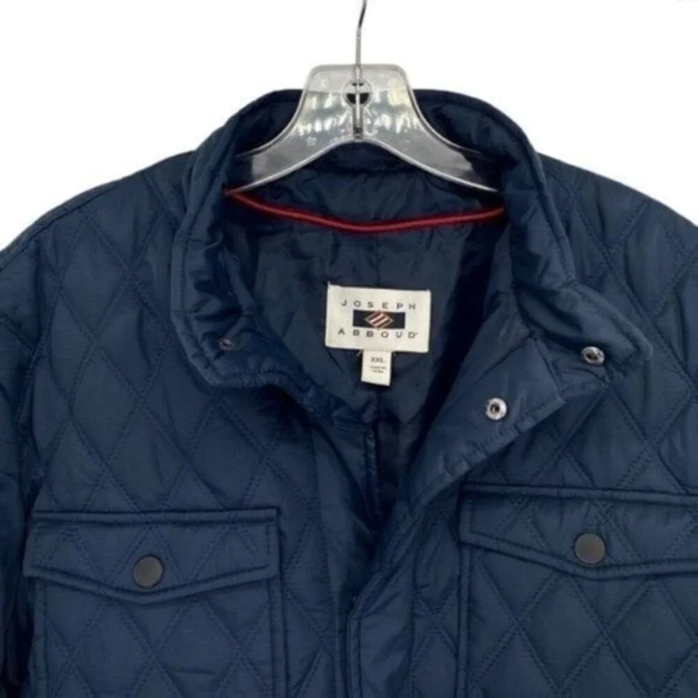 Joseph Abboud Navy Quilted Car Coat Jacket